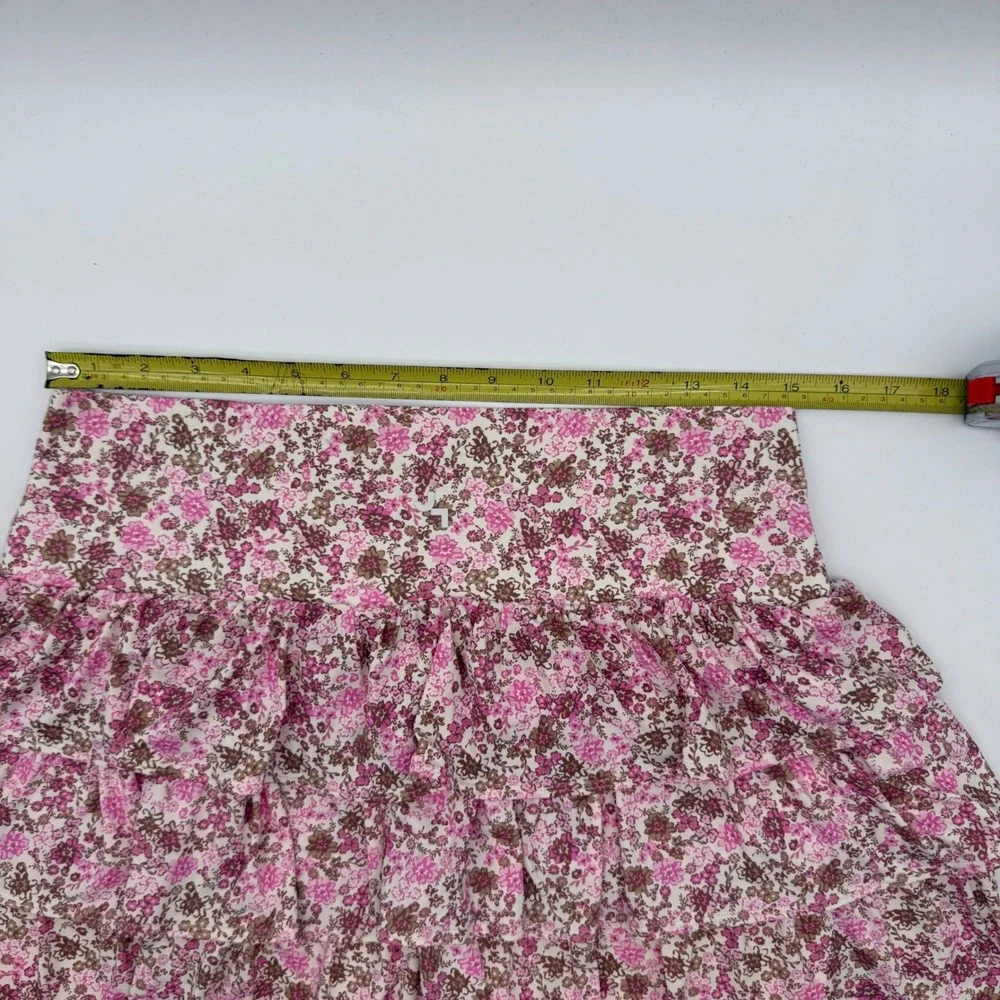 JoyLab Pink Floral Layered Ruffle Skort Large Tennis Pickleball Coquette Y2K